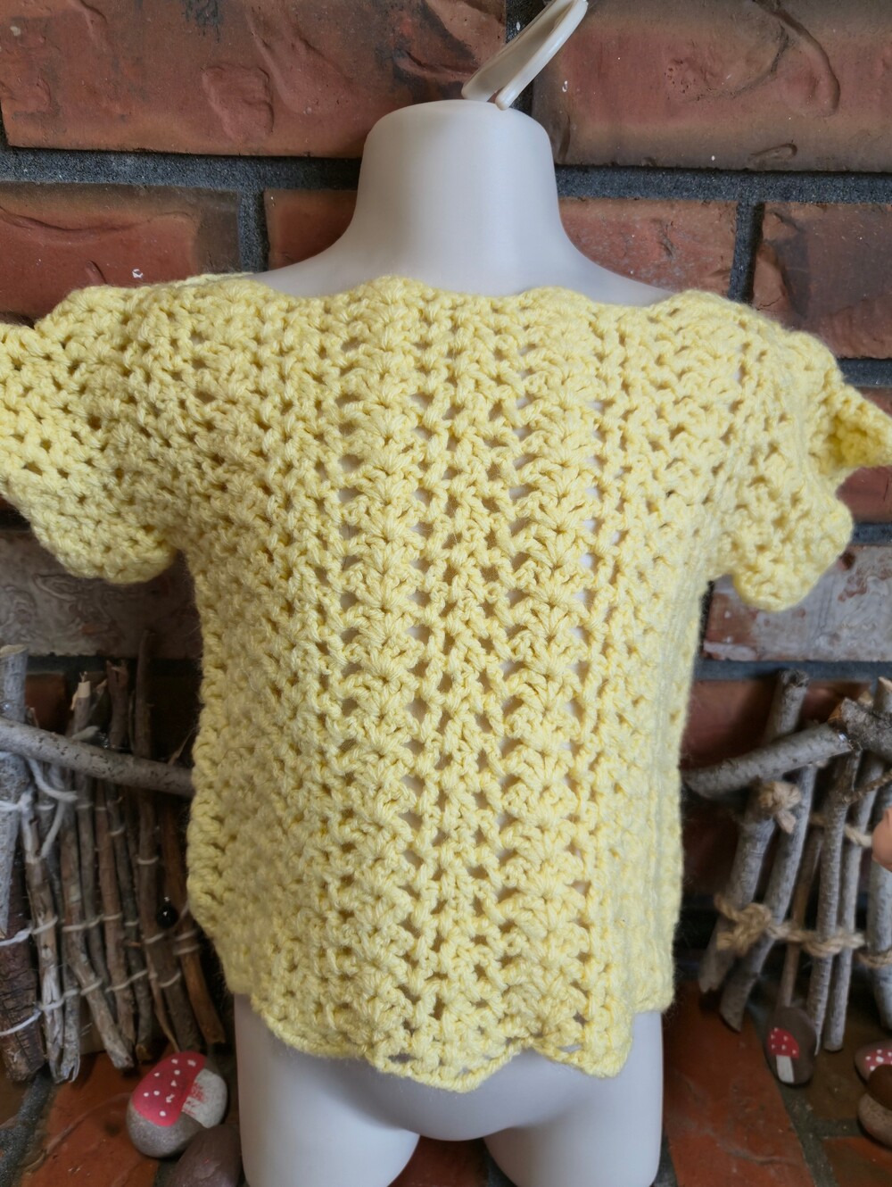 Hand Crocheted Yellow Off Shoulder Shirt